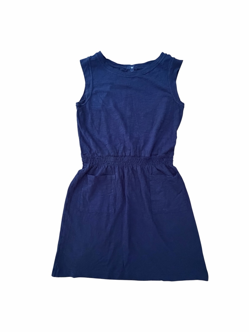 Women’s’ Navy Sleeveless Cotton Elastic-Waist Dress